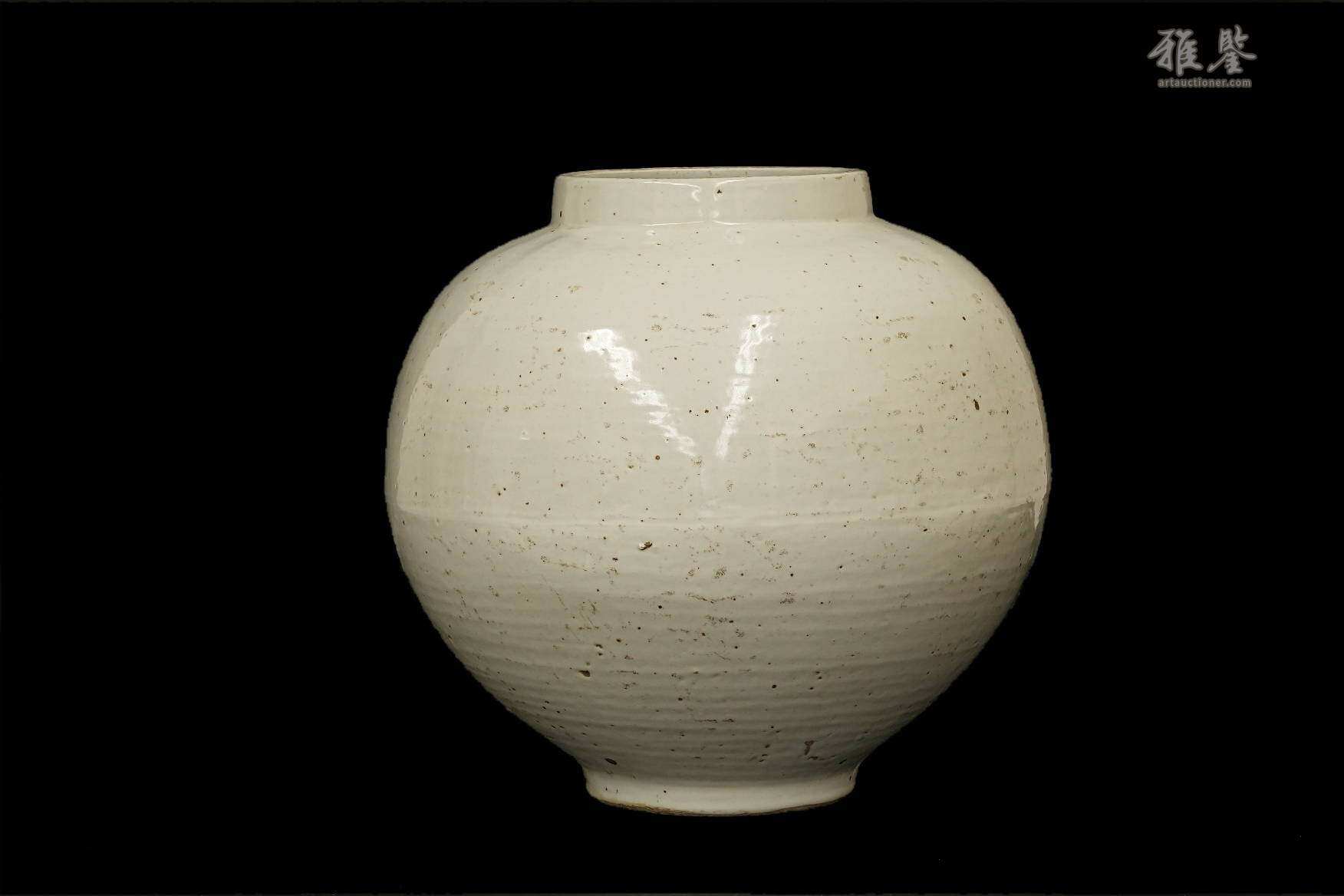 李朝时代 17-18世纪 白瓷月亮罐 本物保证